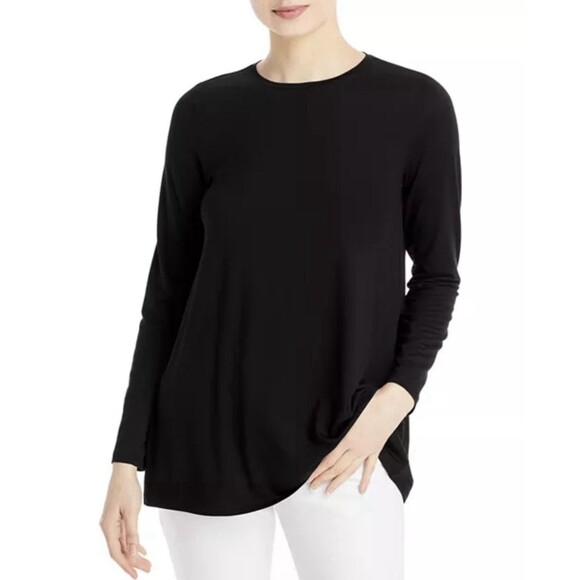 NWT Eileen Fisher Crew Neck Tunic Black Size PL Long Sleeve - Picture 1 of 11